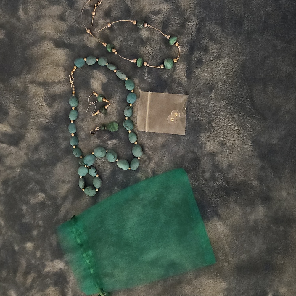 Elegant Turquoise ROBIN'S EGG Jewelry Set.  Two Necklaces, Hook Earrings Pendant